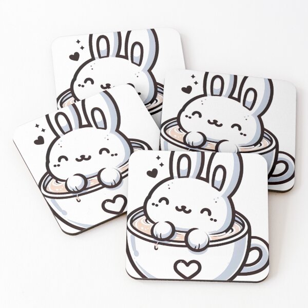 Item preview, "Cozy Rabbit in Milk Tea Cup: Heartwarming Vector Graphic on White Background" designed and sold by Huycao211.