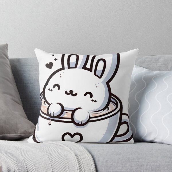 Item preview, "Cozy Rabbit in Milk Tea Cup: Heartwarming Vector Graphic on White Background" designed and sold by Huycao211.