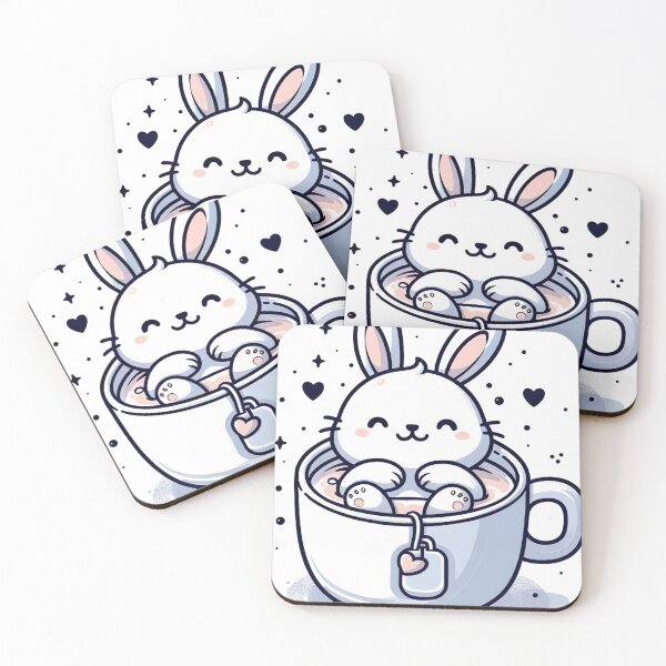Item preview, "Cozy Rabbit in Milk Tea Cup: Heartwarming Vector Graphic on White Background" designed and sold by Huycao211.