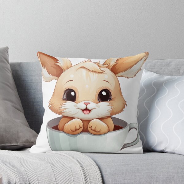 Item preview, "Cozy Rabbit in Milk Tea Cup: Heartwarming Vector Graphic on White Background" designed and sold by Huycao211.