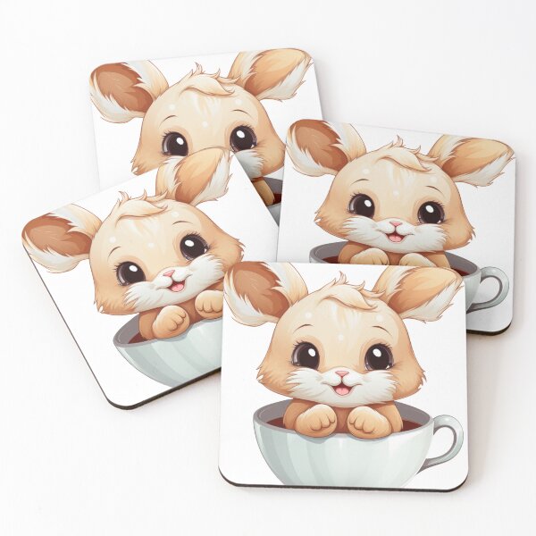 Item preview, "Cozy Rabbit in Milk Tea Cup: Heartwarming Vector Graphic on White Background" designed and sold by Huycao211.