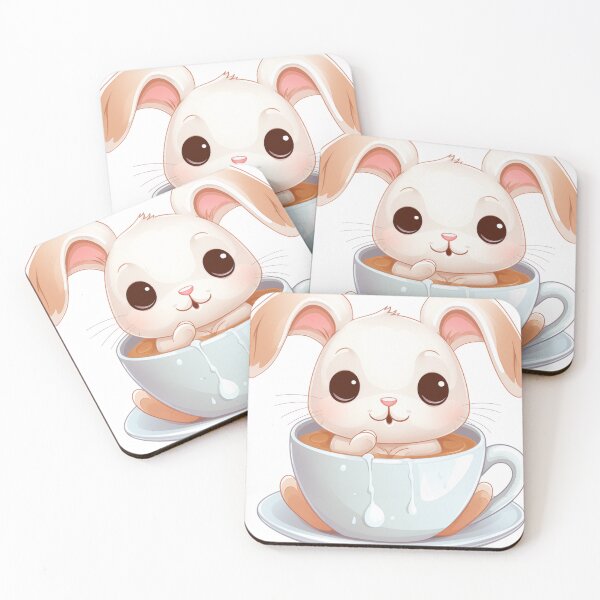 Item preview, "Cozy Rabbit in Milk Tea Cup: Heartwarming Vector Graphic on White Background" designed and sold by Huycao211.