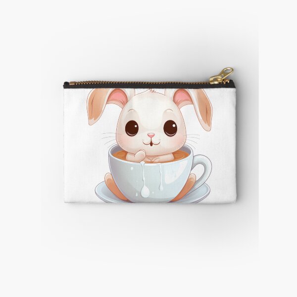 Item preview, "Cozy Rabbit in Milk Tea Cup: Heartwarming Vector Graphic on White Background" designed and sold by Huycao211.