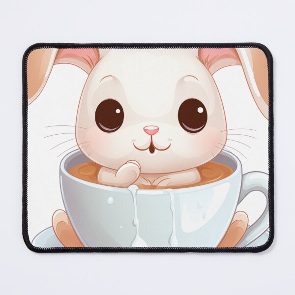 Item preview, "Cozy Rabbit in Milk Tea Cup: Heartwarming Vector Graphic on White Background" designed and sold by Huycao211.