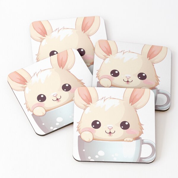 Item preview, "Cozy Rabbit in Milk Tea Cup: Heartwarming Vector Graphic on White Background" designed and sold by Huycao211.
