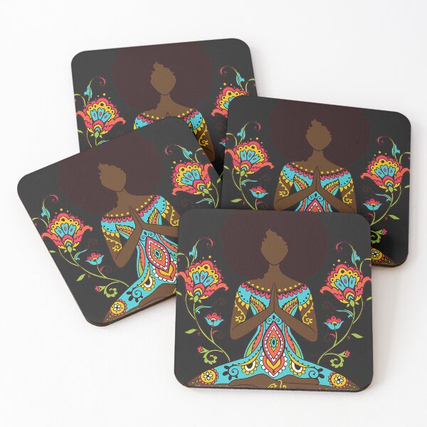Item preview, Afro Hair Black Girl Yoga Zen Mandala Meditation designed and sold by figouraArtstic.