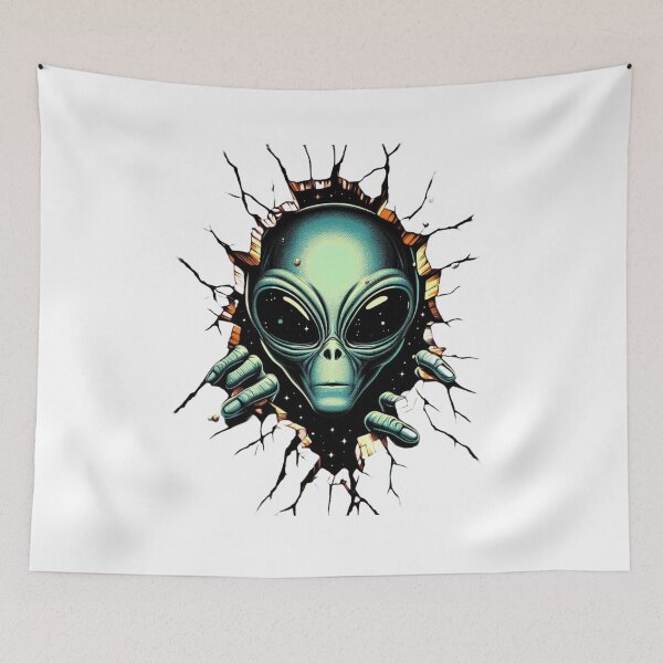 Artikelvorschau, Alien schaut durch Wand entworfen und verkauft von Wallisart.