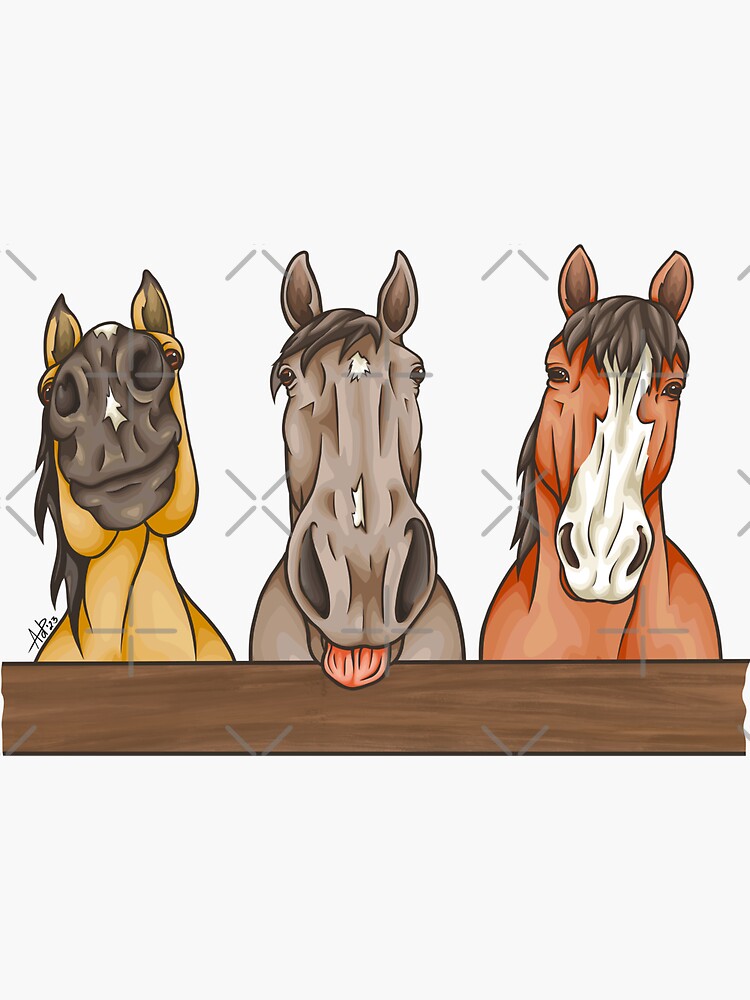 Thumbnail 3 of 3, Sticker, The Three Equine Amigos designed and sold by smoothfoxill.