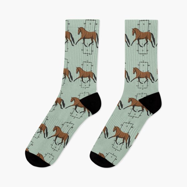 Item preview, Trotting Bay Warmblood with Dressage Arena in Background designed and sold by DappledMoon.