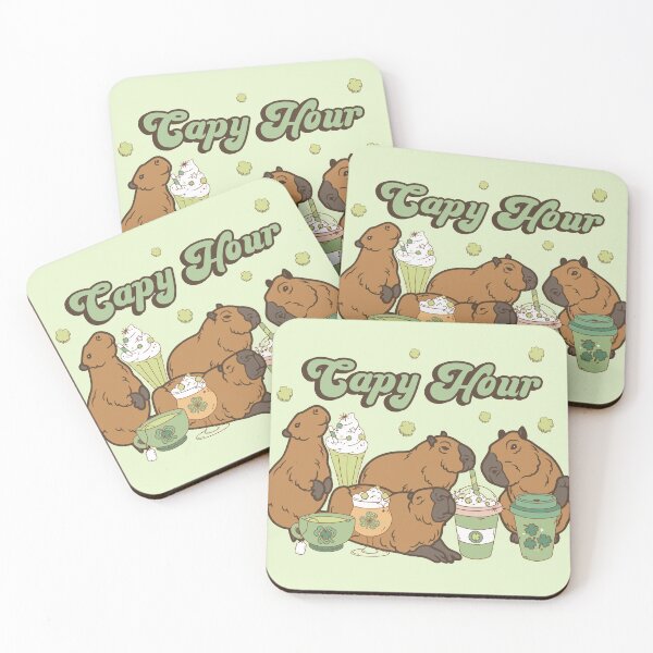 Item preview, Retro Capybara St. Patricks Day with Green Coffee and Green Icecream designed and sold by OnceOnlyArt.