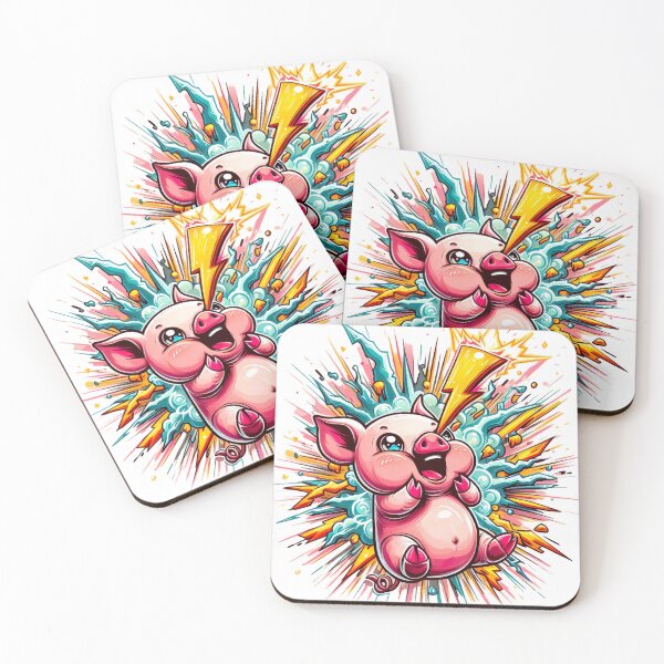 Item preview, "Surprised Piglet Struck by Whimsical Lightning: Playful Vector Graphic on White Background" designed and sold by Huycao211.