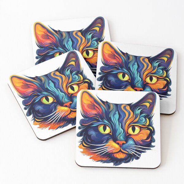 Item preview, Bicolor Cat - Psychedelic Fantasy Feline designed and sold by Fantasy Masterpiece.