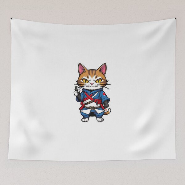 Item preview, Cute cat assassin samurai Japan designed and sold by KorArtStudio.