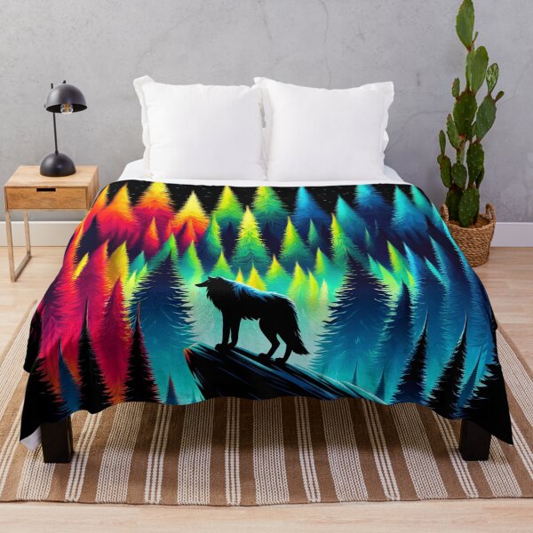 Item preview, Aurora Forest Wolf Silhouette Art designed and sold by inkArtistryfine.