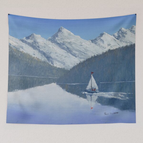 Item preview, Yacht On Calm Lake - Oil on Board designed and sold by Paul Gilbert.