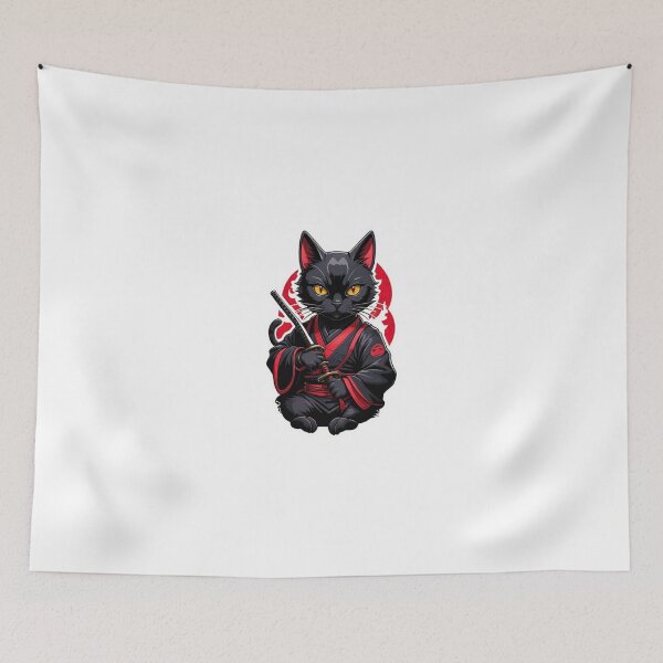 Item preview, Cute Black cat assassin Japan designed and sold by KorArtStudio.