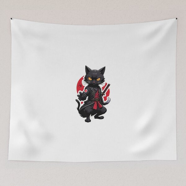 Item preview, Cool Black cat assassin Japan designed and sold by KorArtStudio.