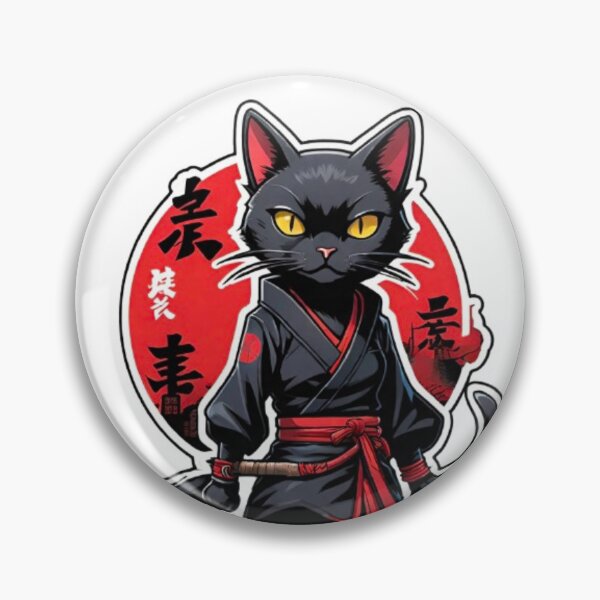 Item preview, Cute Black cat assassin samurai Japan designed and sold by KorArtStudio.