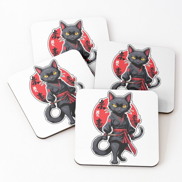 Item preview, Cute Black cat assassin samurai Japan designed and sold by KorArtStudio.