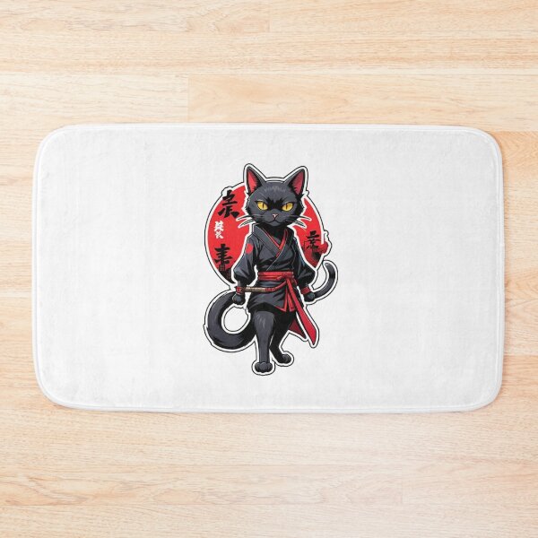 Item preview, Cute Black cat assassin samurai Japan designed and sold by KorArtStudio.