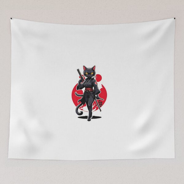 Item preview, Cool Black cat assassin samurai Japan designed and sold by KorArtStudio.