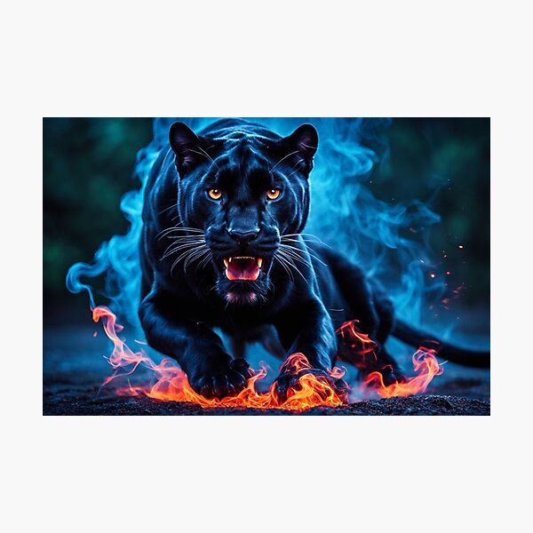 Item preview, Fiercely roaring black panther designed and sold by Barrettlawon.