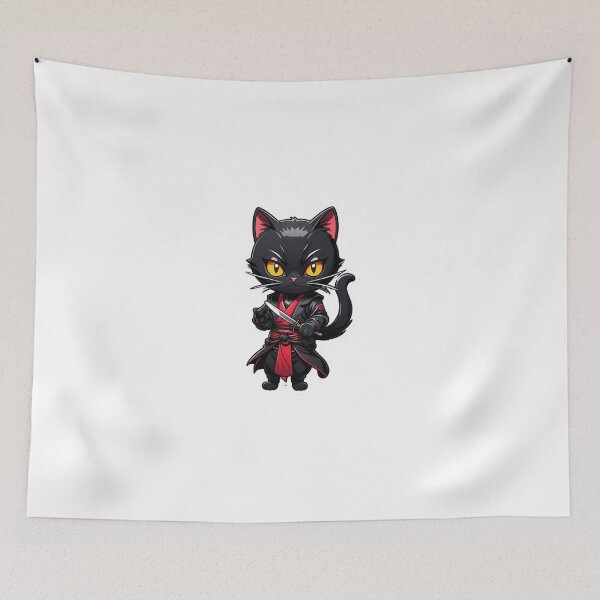 Item preview, Cool Black cat assassin  japan culture designed and sold by KorArtStudio.