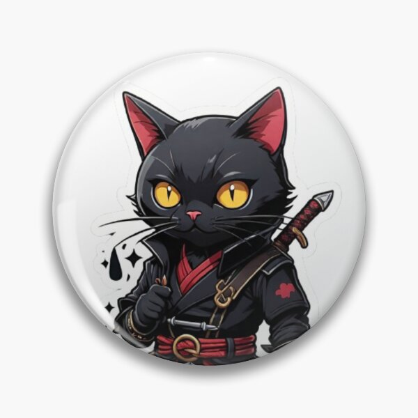 Item preview, Cute Black cat assassin samurai Japan culture designed and sold by KorArtStudio.