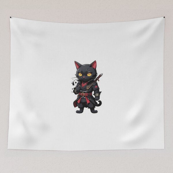 Item preview, Cute Black cat assassin samurai Japan culture designed and sold by KorArtStudio.