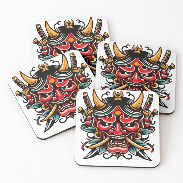 Artikelvorschau, Traditionelles japanisches Hannya-Masken-Flash-Tattoo-Kunstdesign entworfen und verkauft von BrianSaysDesign.