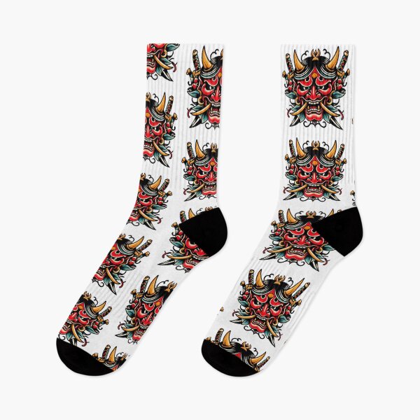 Artikelvorschau, Traditionelles japanisches Hannya-Masken-Flash-Tattoo-Kunstdesign entworfen und verkauft von BrianSaysDesign.