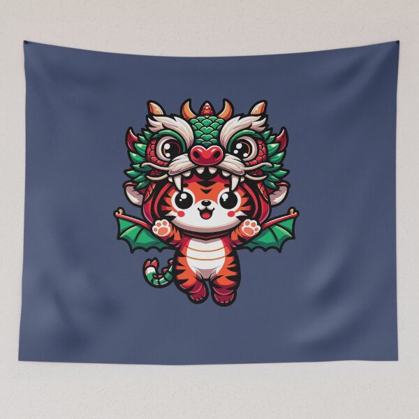 Item preview, Cute Tiger in Dragon Costume Suit Flying in the Universe designed and sold by merchloh128.