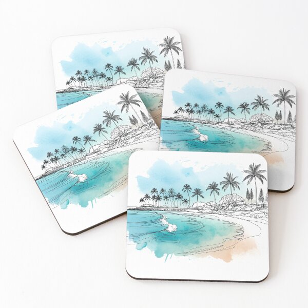 Item preview, Beaches of Maui, Hawaii, Single Line Watercolor designed and sold by ArtfulMiller.