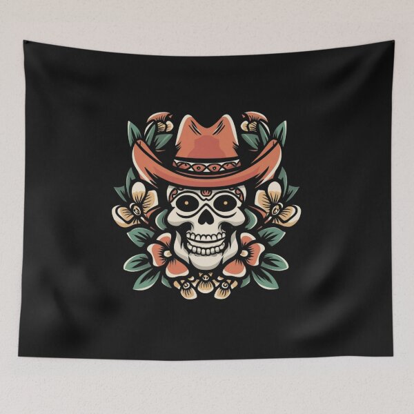 Item preview, American Traditional Cowboy Skull Tattoo designed and sold by Goku Creations.