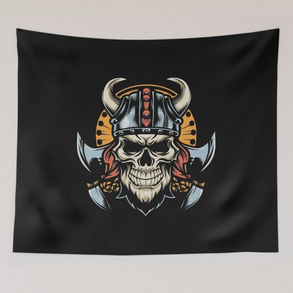 Item preview, American Traditional Vikings Skeleton Tattoo designed and sold by Goku Creations.