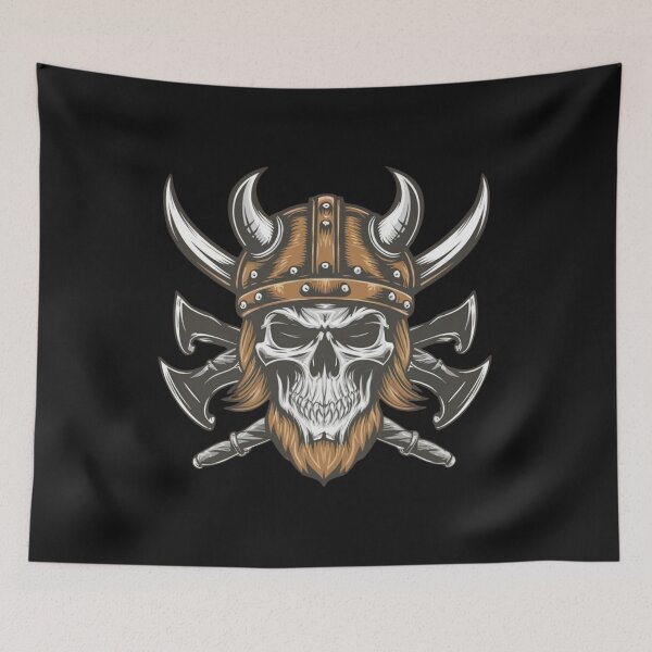 Item preview, American Traditional Vikings Skeleton Tattoo designed and sold by Goku Creations.