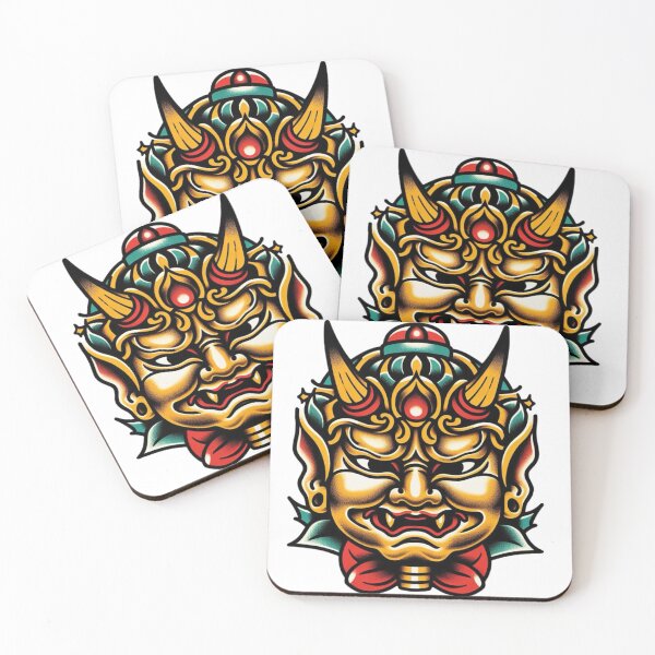 Artikelvorschau, Traditionelles japanisches Masken-Flash-Tattoo-Kunstdesign 2 entworfen und verkauft von BrianSaysDesign.