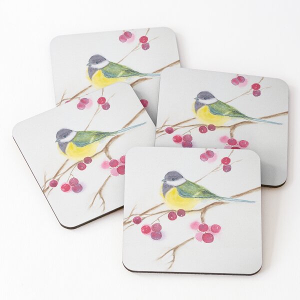 Item preview, Yellow bird and red berry designed and sold by TanviCreations.