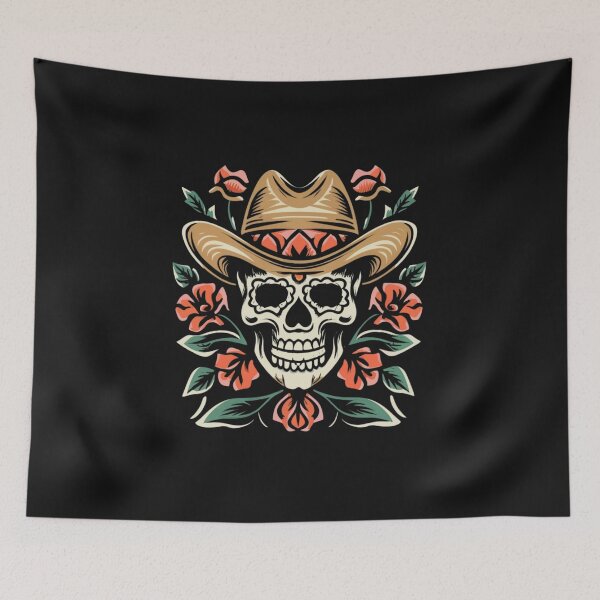 Item preview, American Traditional Cowboy Skull Tattoo designed and sold by Goku Creations.
