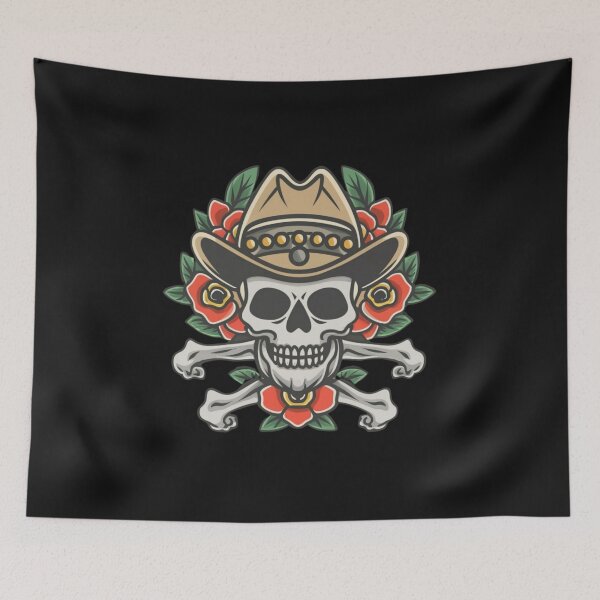 Item preview, American Traditional Cowboy Skull Tattoo designed and sold by Goku Creations.