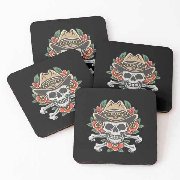 Item preview, American Traditional Cowboy Skull Tattoo designed and sold by Goku Creations.