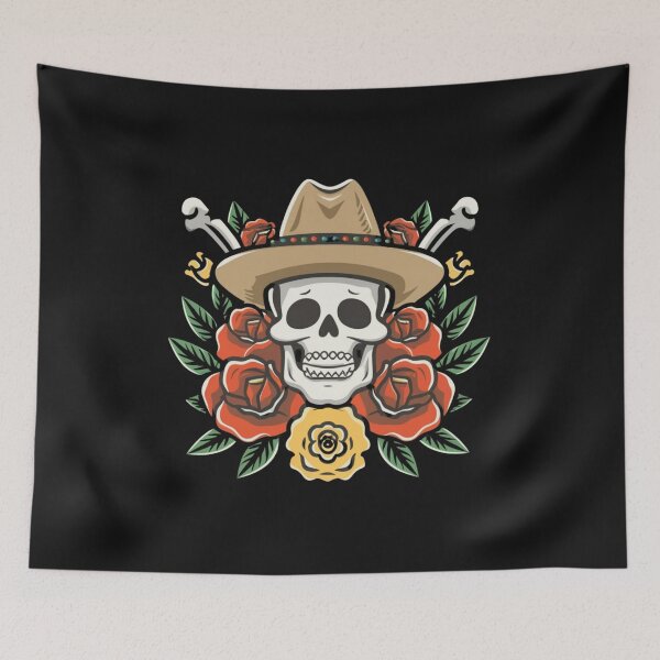Item preview, American Traditional Cowboy Skull Tattoo designed and sold by Goku Creations.