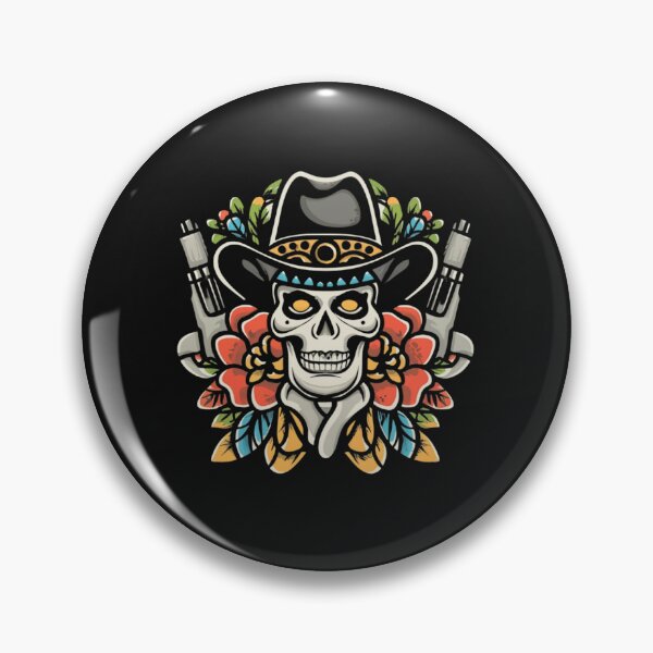 Item preview, American Traditional Cowboy Skull Tattoo designed and sold by Goku Creations.