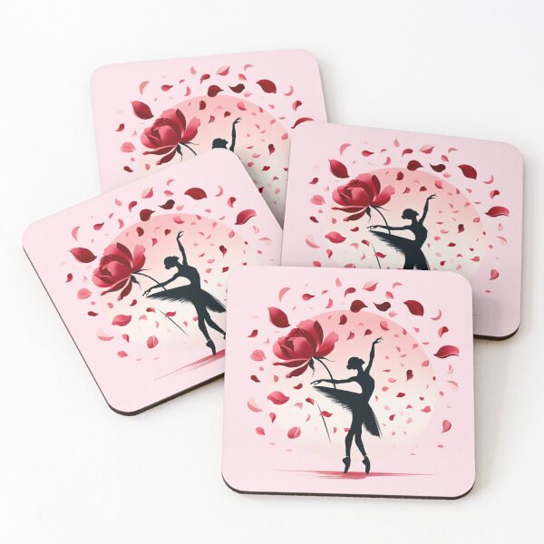 Item preview, Elegant Ballerina Silhouette with Rose Petals designed and sold by Hibiskusmond.