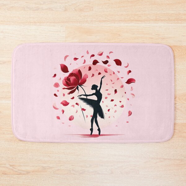 Artikelvorschau, Elegante Ballerina-Silhouette mit Rosenblättern entworfen und verkauft von Hibiskusmond.