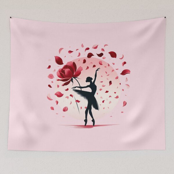 Artikelvorschau, Elegante Ballerina-Silhouette mit Rosenblättern entworfen und verkauft von Hibiskusmond.
