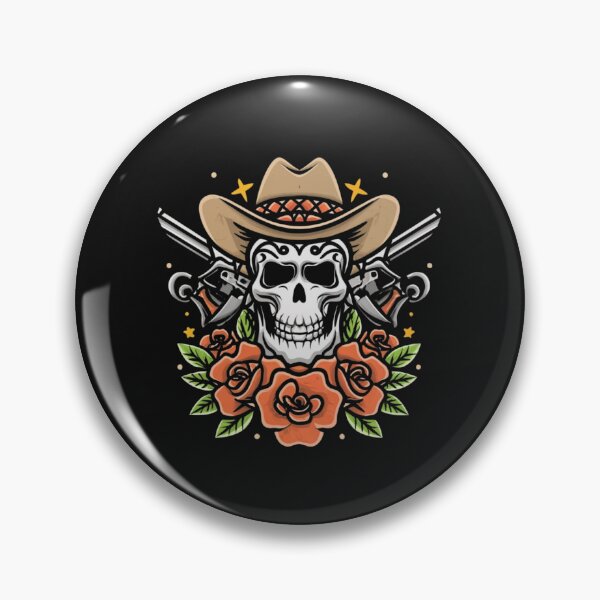 Item preview, American Traditional Cowboy Skull Tattoo designed and sold by Goku Creations.