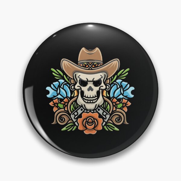Item preview, American Traditional Cowboy Skull Tattoo designed and sold by Goku Creations.