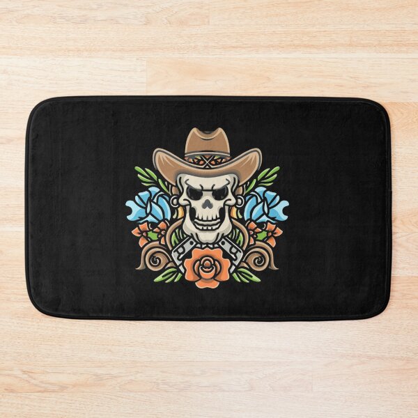 Item preview, American Traditional Cowboy Skull Tattoo designed and sold by Goku Creations.