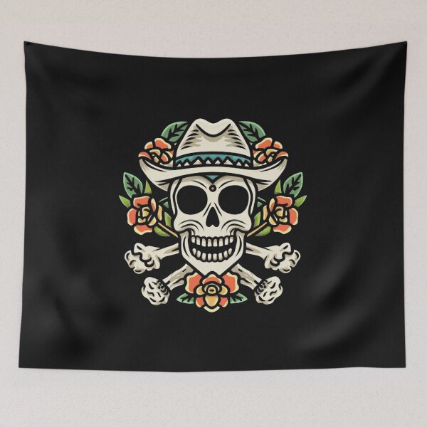 Item preview, American Traditional Cowboy Skull Tattoo designed and sold by Goku Creations.